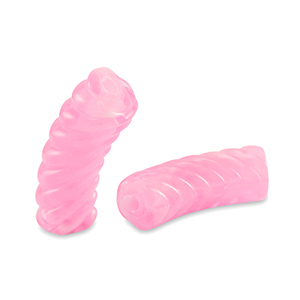 Acryl tube kralen twisted Transparent pink