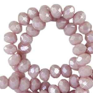 Top Facet kralen 3x2mm disc Soft rose ash-pearl shine coating