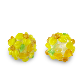 Handgeschilderde glaskralen bloem Transparent-yellow orange