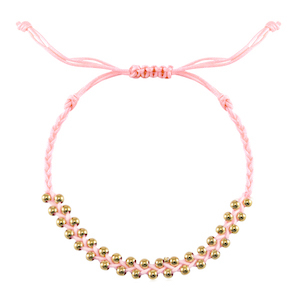 Trendy armbanden stainless steel beads Pink-gold
