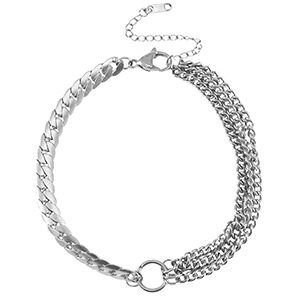 Roestvrij stalen (RVS) Stainless steel enkelbandjes snake triple layer Silver