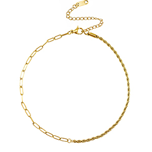 Roestvrij stalen (RVS) Stainless steel enkelbandjes twisted & straight Gold