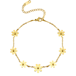 Roestvrij stalen (RVS) Stainless steel armbanden flowers Gold