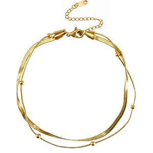 Roestvrij stalen (RVS) Stainless steel enkelbandjes duo layer Gold