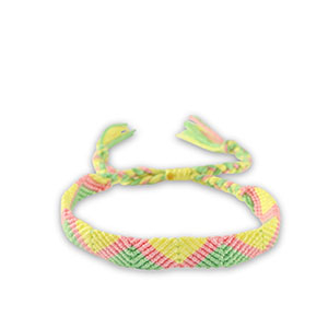 Trendy enkelbandjes Yellow-pink-green