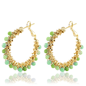 Roestvrij stalen (RVS) Stainless steel oorbellen facet Green-gold