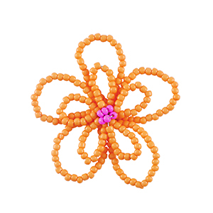 Roestvrij stalen (RVS) Stainless steel bedels bloem Orange