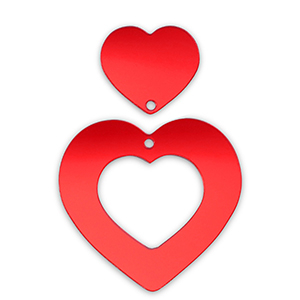 Statement hangers heart Metallic red