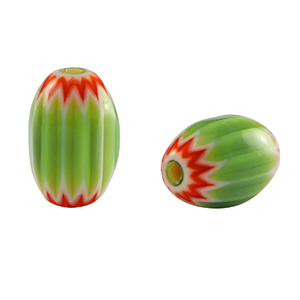 Millefiori kralen tube Green-red