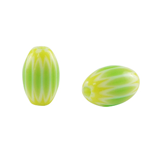 Millefiori kralen tube Light green-yellow