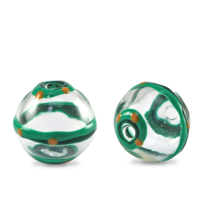 Handgeschilderde glaskralen 14mm Transparent-green orange