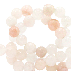 Natuursteen kralen kwarts 8mm Off white-peach