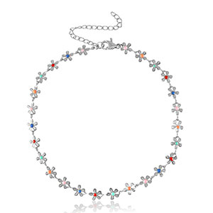 Roestvrij stalen (RVS) Stainless steel enkelbandjes schakel enamel Zilver-multicolour