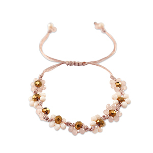 Top facet armband bloem Multicolour pink-topaz brown