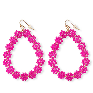 Top facet oorbellen druppel Gold-neon pink