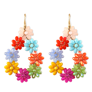 Top facet oorbellen druppel Gold-multicolour