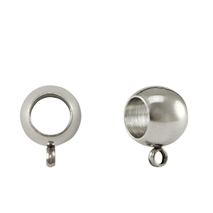 Roestvrij stalen (RVS) Stainless steel onderdelen kraal met oog 8x5mm Silver