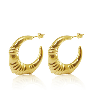 Roestvrij stalen (RVS) Stainless steel oorbellen / oorstekers creolen ovaal Goud