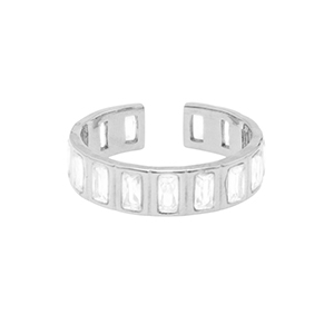 Roestvrij stalen (RVS) Stainless steel ringen crystal Zilver