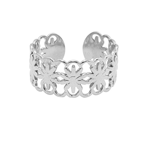 Roestvrij stalen (RVS) Stainless steel ringen bloem Zilver