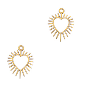 Roestvrij stalen (RVS) Stainless steel bedels hart Goud