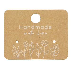 Sieraden kaartjes "handmade with love" flowers Brown
