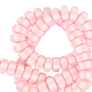 Polymeer kralen rondellen 7mm White-light pink