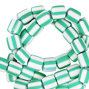 Polymeer kralen 6mm White-green