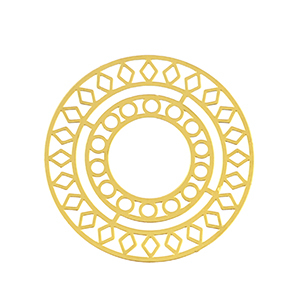 Roestvrij stalen (RVS) Stainless steel bedels bohemian 30mm Gold