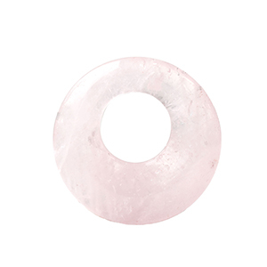 Natuursteen hangers rozenkwarts donut 30mm Light pink