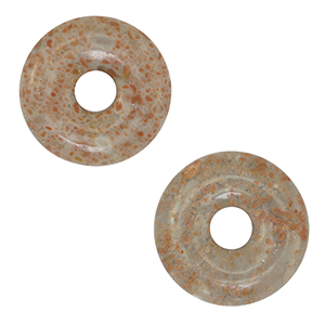 Natuursteen hangers jaspis donut 20mm Red-grey