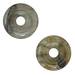 Natuursteen hangers labradoriet donut 20mm Black-grey