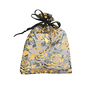 Sieraad zakje organza 7x9cm roos Black-gold