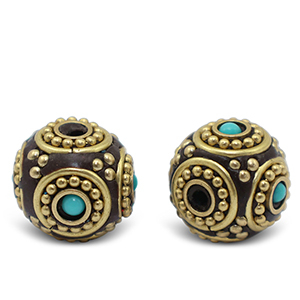 Bohemian kralen Turquoise-antique gold