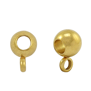 Roestvrij stalen (RVS) Stainless steel kralen met oog 6mm Gold