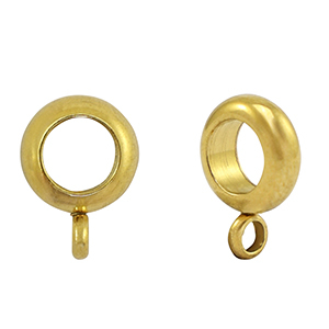 Roestvrij stalen (RVS) Stainless steel kralen disc met oog Gold