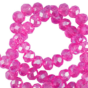 Top Facet kralen 6x4mm disc Fuchsia-pearl shine coating