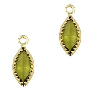 Hangers van Crystal Glass ovaal Olive green-gold