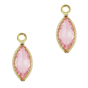Hangers van Crystal Glass ovaal Pink-gold