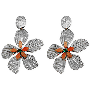 Roestvrij stalen (RVS) Stainless steel oorbellen / oorstekers bloem Silver