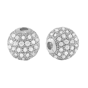 Brass TQ metaal kralen zirkonia 10mm Silver