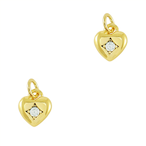 Brass TQ metaal bedels zirkonia hart Gold