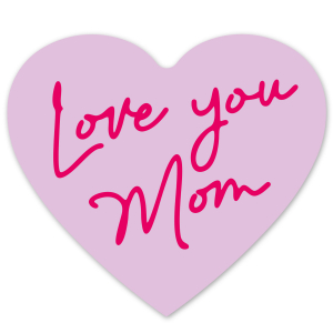Sieraden kaartjes Hart "love you Mom" Lila pink