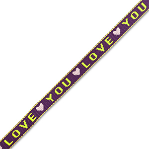 Lint met tekst "love you" Purple-lime green