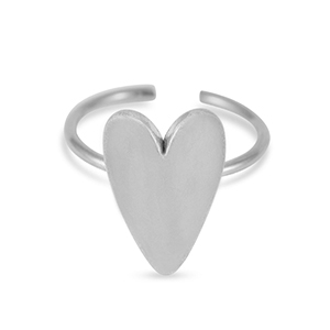 Roestvrij stalen (RVS) Stainless steel ringen enamel hart Silver
