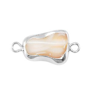 Zoetwaterparels tussenstuk asymmetric Silver-taupe