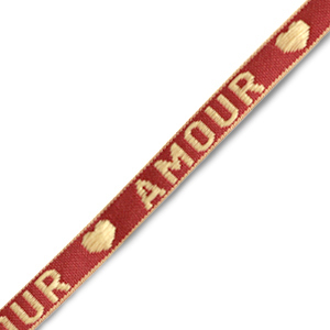 Lint met tekst "amour" Warm red-beige