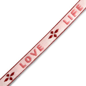 Lint met tekst "love life" Pink-warm red