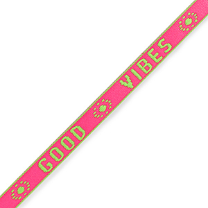 Lint met tekst "good vibes" Neon pink-green