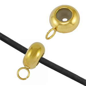 Roestvrij stalen (RVS) Stainless steel onderdelen smart bead stopper met oogje Gold